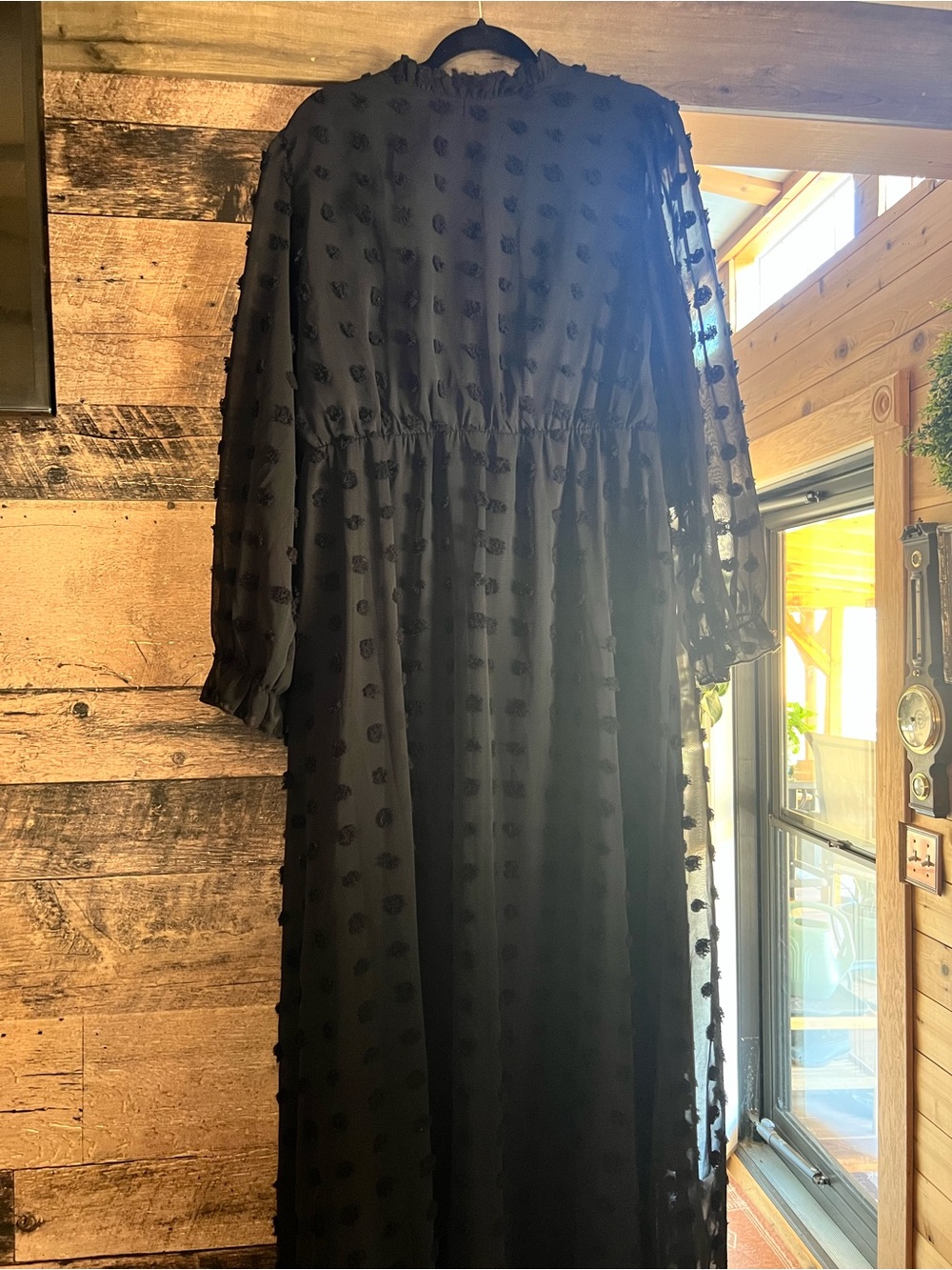 SHEIN Curve Black Swiss Dot Maxi Dress 3XL Sheer Long Sleeve Ruffle